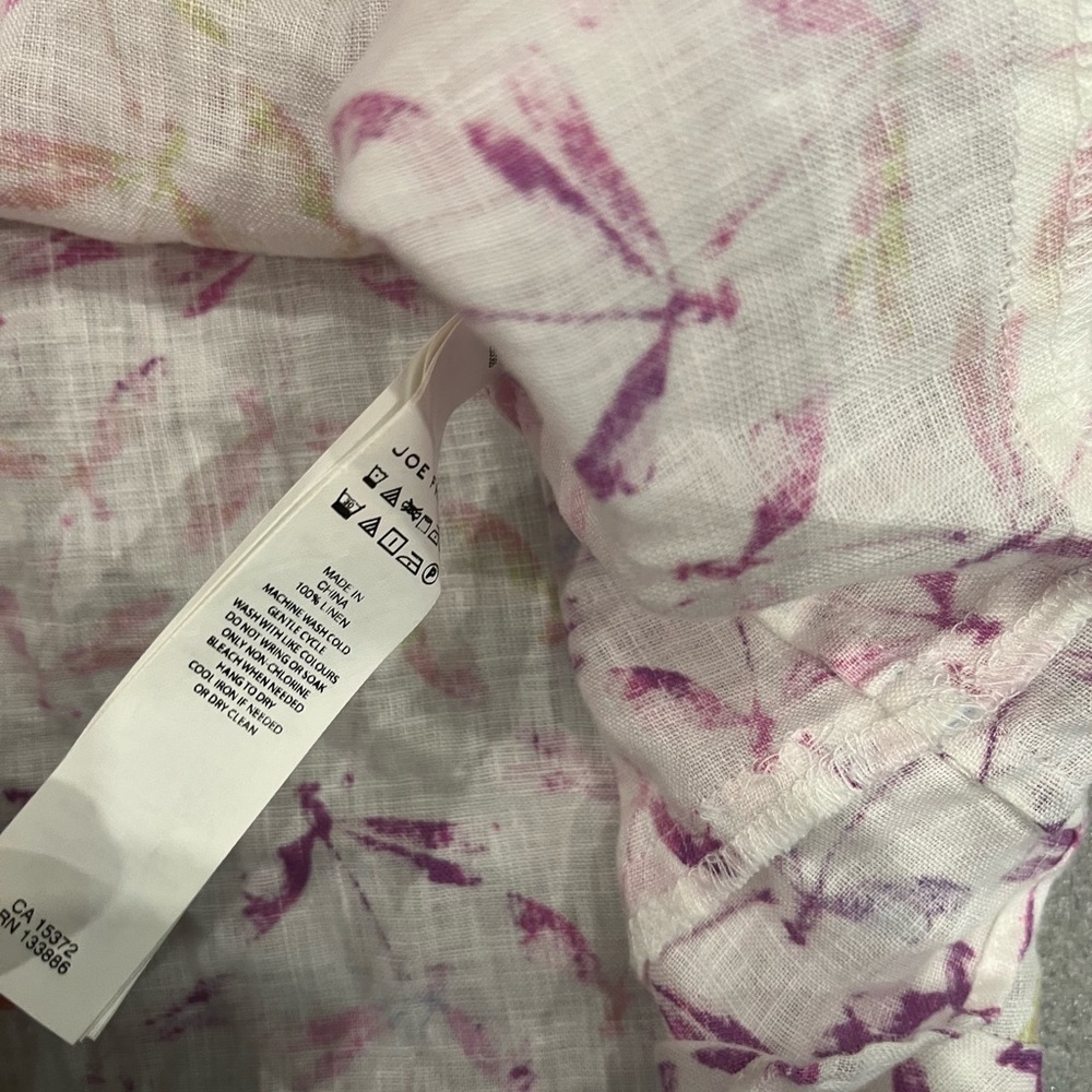 ❤️2/$30❤️[S]Joe Fresh Women Linen Blouse - Purple and White Dragonfly Print NWOT - Picture 5 of 8